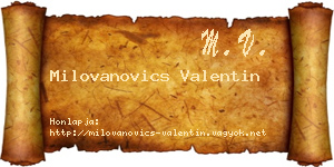 Milovanovics Valentin névjegykártya